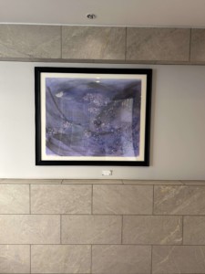 Faint cherry blossom color floating in the night