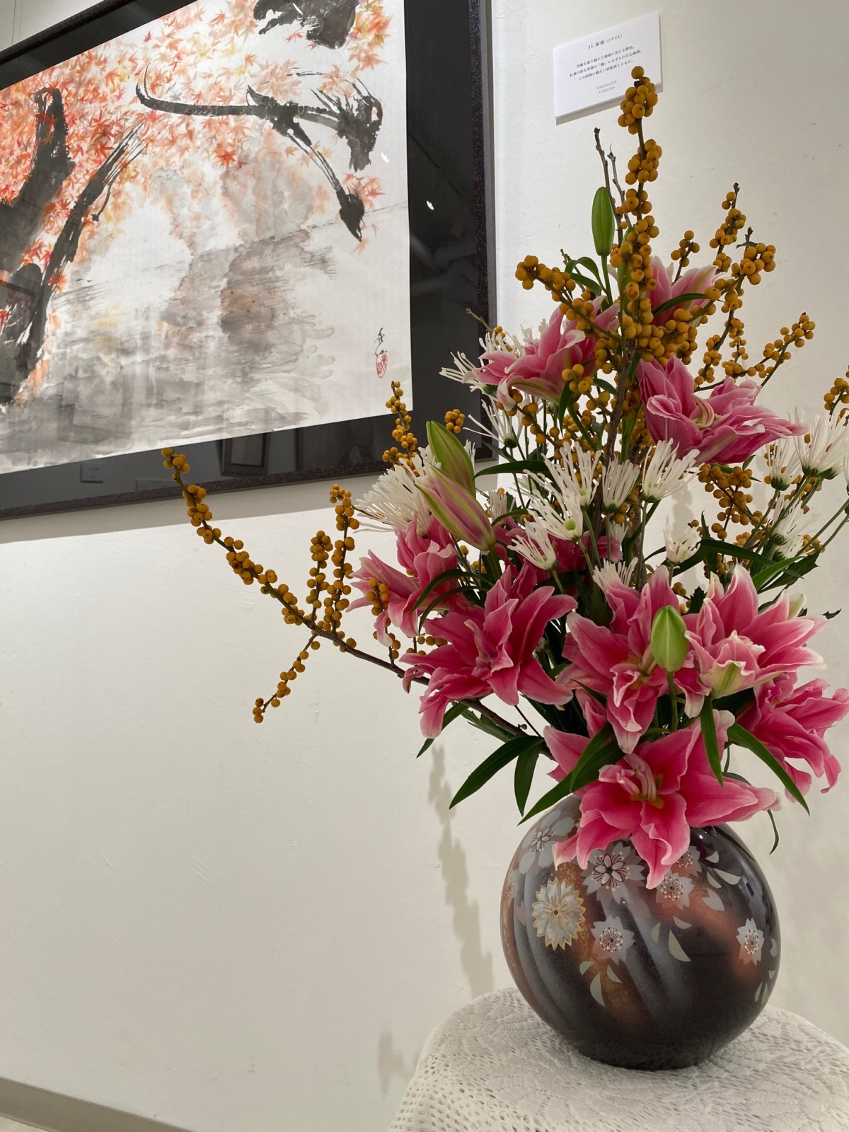 個展会場に飾った生花